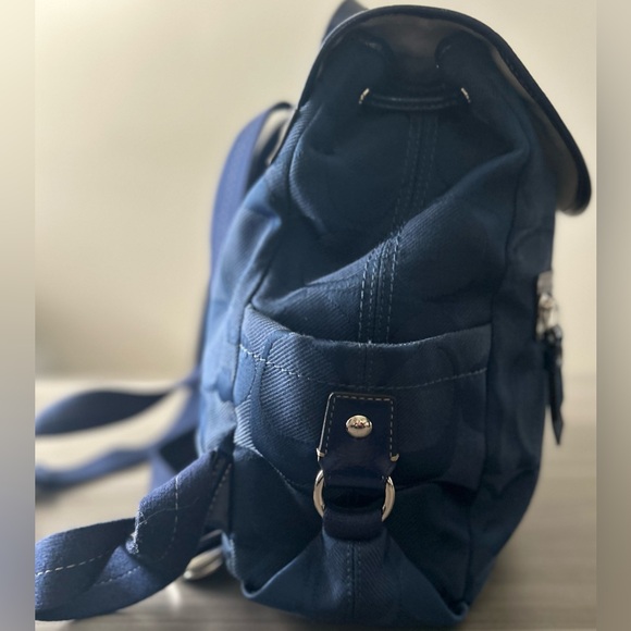 Coach Navy Blue Backpack with Floral Charm main image 8